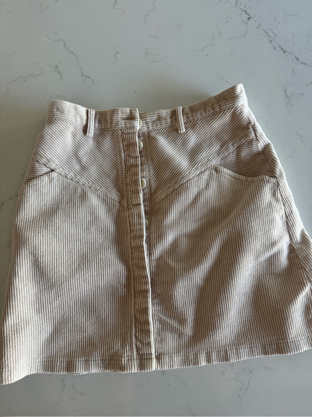 Women’s Cream Corduroy Button-Front Skirt